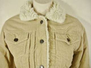 WOMENS ABERCROMBIE & FITCH SZ M CORDUROY SHEARLING LINED JACKET 