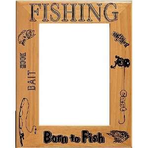  Laser Engraved Born to Fish Picture Frame Baby