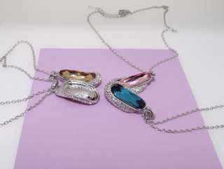 Shiny Crystal Necklace PlatinumPlating Pendants 18g  