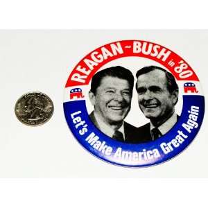   Collectible Button  Ronald Reagan George Bush 1980 
