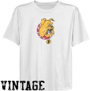 Ferris State Bulldogs Youth White Distressed Logo Vintage T shirt 