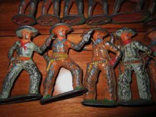 VINTAGE LOT OF PAINTED METAL TOY COWBOYS & INDIANS MANOIL/BARCLAY 