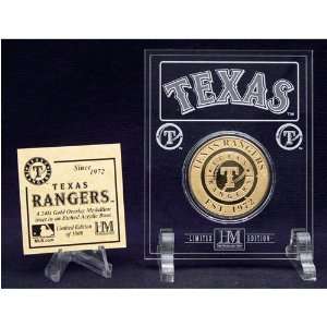   Rangers 24Kt Gold Coin In Archival Etched Acrylic.