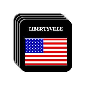 US Flag   Libertyville, Illinois (IL) Set of 4 Mini Mousepad Coasters