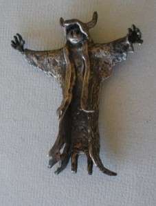 Dee Morris sterling silver Buffalo Shaman pin pendant  