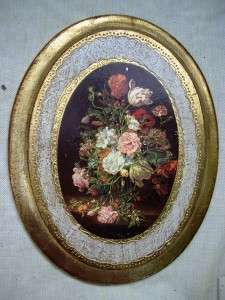 Shabby FLORENTINE Floral Gilt Plaque Wall Hanging #7  