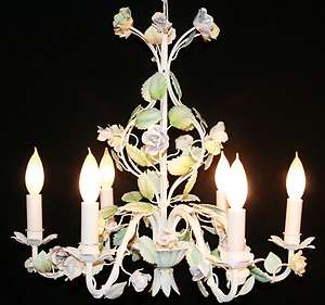   HIGHLY DECORATIVE Italian Vintage Floral Shabby Chic Flower Chandelier