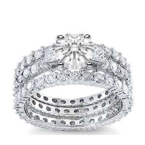  2.80 Total Carat Round Diamond Eternity Bridal Set in 18k 