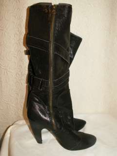 SEYCHELLES STRAPPY LEATHER BOOTS HIGH HEELS ZIPPER SIDES sz 8 M  