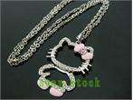 HOT CUTE hello kitty crystal folding necklace pink L59  