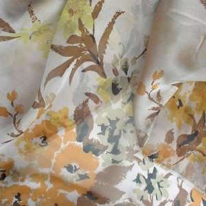  45 Wide Designer Silk Sheer Floral Iridescent Amber 