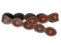 This Concho and Grommets Leather Oval Disc Belt features grommets 