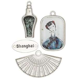   Metal Charms, 4/Pkg, Shanghai, Antique Silver Arts, Crafts & Sewing