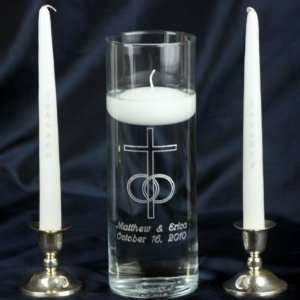  Corinthians Cross Floating Unity Candle Vase Set