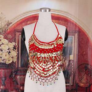 Belly Dance Bra with Sequins Beads Bells Peppers H2644  