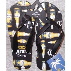 CORONA EXTRA All Over Bottle Print FLIP FLOPS SANDALS NEW W/TAGS Mens 