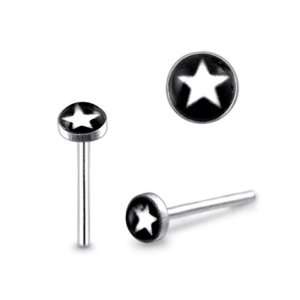  3mm Pentagon Star Logo Straight Nose Pin Jewelry