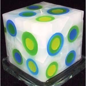 Yellow Green Blue Super ball Cube Candle 
