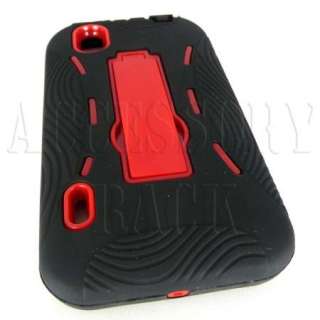 LG MARQUEE LS855 SPRINT BLACK ON RED RUBBER SKIN COVER KICKSTAND HARD 