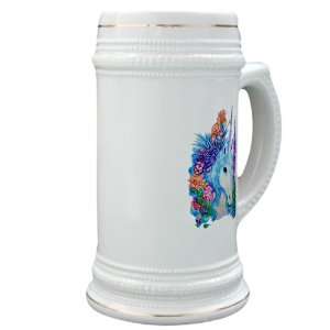 Stein (Glass Drink Mug Cup) Unicorn in Flowers