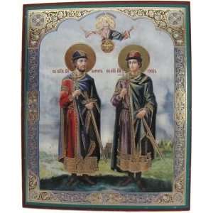  St Lords Boris and Gleb, Orthodox Icon (Cardboard, 10x12cm 