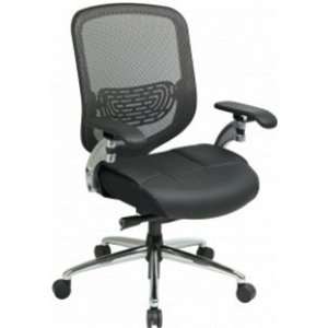  Mesh Back and Black Leather Seat Chair with Cantilever Arms, Seat Sli