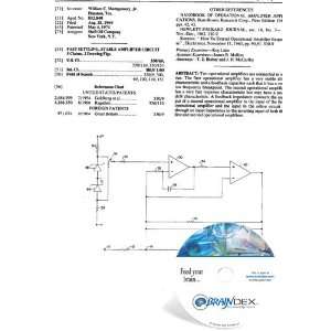  NEW Patent CD for FAST SETTLING, STABLE AMPLIFIER CIRCUIT 