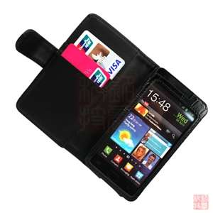Black Croco Folio Wallet Leather Case Cover For Samsung Galaxy S2 II 