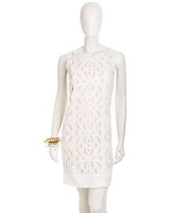 KAS Designs Cutwork Sheath Dress, White  