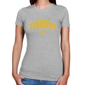  NCAA Wofford Terriers Ladies Ash Logo Arch T shirt Sports 