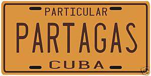 Cuban Partagas cigar souvenir Cuba License plate  