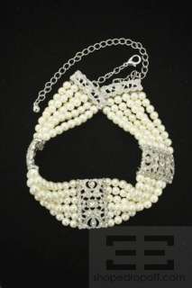   Pearl Bead Choker Necklace & Earrings Costume Jewelry Set  