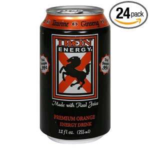 Iron Energy Premium Energy Drink, Orange, 12 Ounce Can 