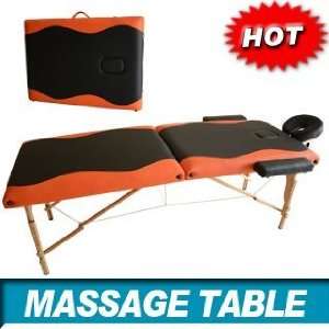   Portable Massage Table Bed Orange (wooden legs)
