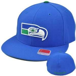  NFL Mitchell Ness Blu Throwback Logo Hat Cap Fitted TK03 
