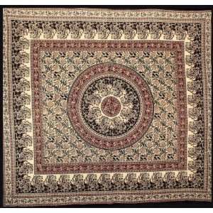 Crimson & Olive Paisley Circle Indian Tapestry   Mandala 