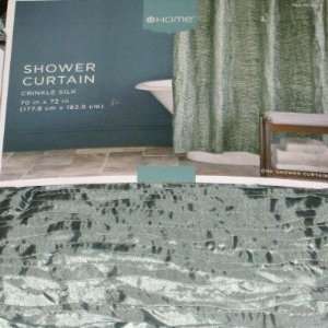  Blue Crinkle Silk Fabric Shower Curtain Silky Pleats