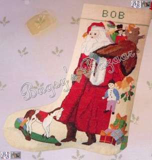   ANTIQUE SANTA ,Toys Counted Cross Stitch Christmas Stocking Kit  