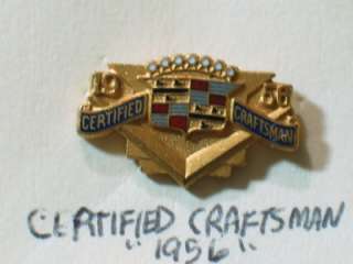 1956 Cadillac Certified Craftsman Pin Badge Screwback  