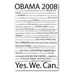 Yes. We. Can Obama 2008 Text Poster 