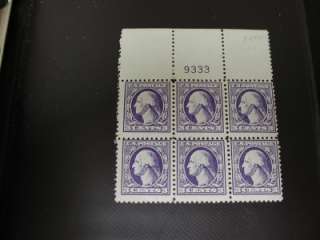 USA Stamp Scott # 529 THREE Cents Violet Plate Block of 6  
