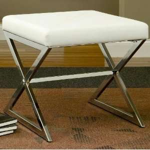  Style Sitting Ottoman Bench With Sliver Metal Base And Crossing Legs 