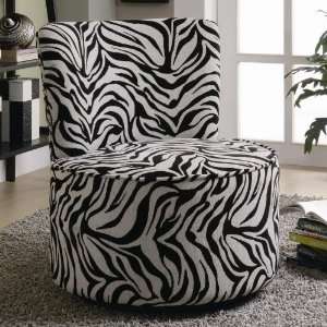    Coaster 902002 Round Swivel Accent Chair, Zebra