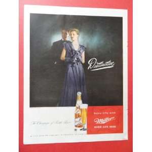 1946 Miller beer , print advertisment (man/woman.) original vintage 
