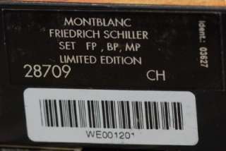 MONTBLANC FRIEDRICH SCHILLER 3 PC SET MINT BOXED # 1201/4000  