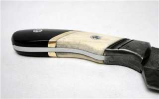 Handmade Fixed Blade Knife Damascus Steel Leather Sheath SCA Hunting 