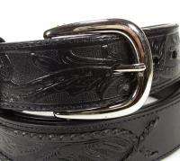 Scandia Woods Black Tooled Leather Belt Sz. 3XL NEW  