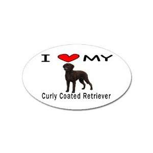 I Love My Curly Coated Retriever Oval Magnet Office 