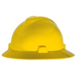  MSA V Gard Full Brim Hard Hat FasTrac Suspension   Yellow 