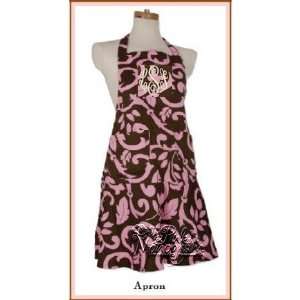  Monogrammed Apron In Brown And Pink Print Kitchen 